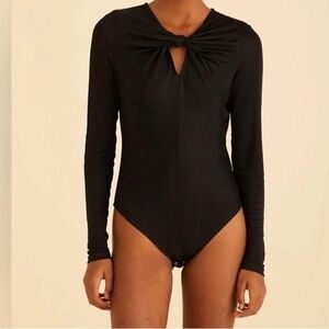 Farm Rio Black Long Sleeve Bodysuit